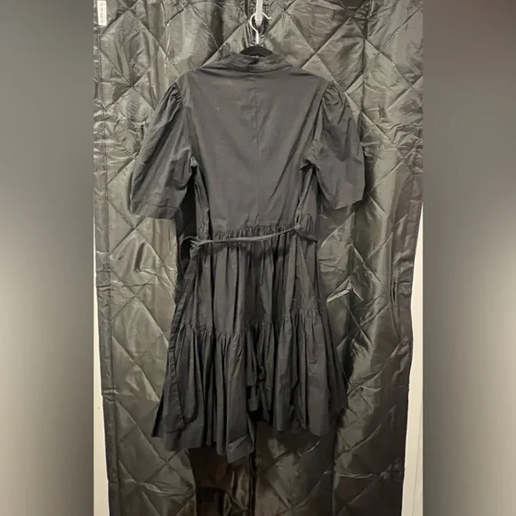 BATSHEVA DRESS - Pearl-Button Black Cotton Dress - Picture 7 of 14